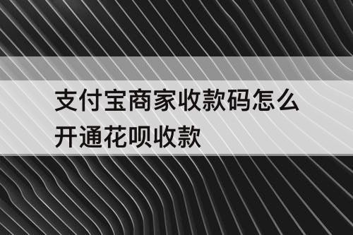 支付宝商家收款码怎么开通花呗收款