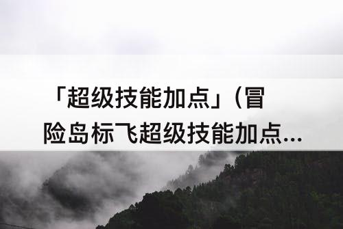 「超级技能加点」(冒险岛标飞超级技能加点)