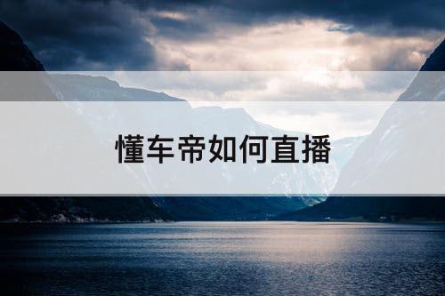 懂车帝如何直播