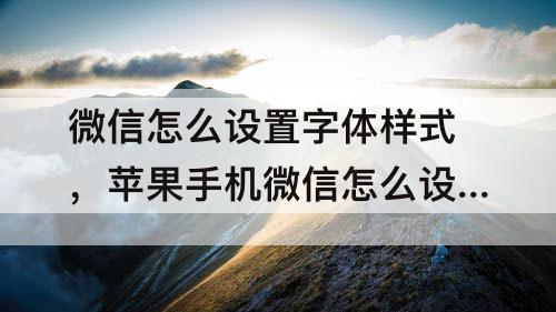 微信怎么设置字体样式，苹果手机微信怎么设置字体样式