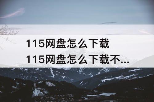 115网盘怎么下载 115网盘怎么下载不了