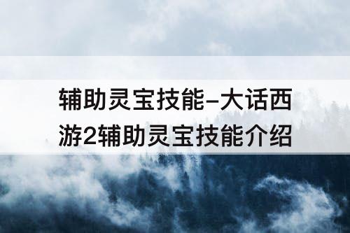 辅助灵宝技能-大话西游2辅助灵宝技能介绍