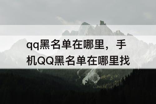 qq黑名单在哪里，手机QQ黑名单在哪里找
