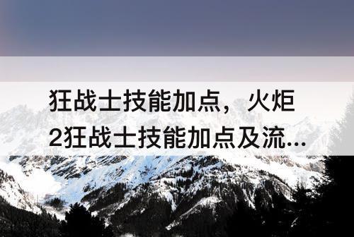 狂战士技能加点，火炬2狂战士技能加点及流派选择