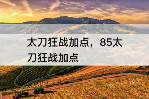 太刀狂战加点，85太刀狂战加点