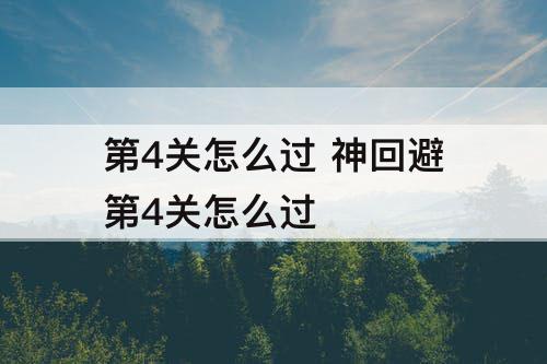 第4关怎么过 神回避第4关怎么过
