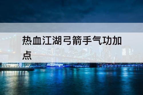 热血江湖弓箭手气功加点