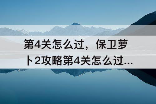 第4关怎么过，保卫萝卜2攻略第4关怎么过攻略