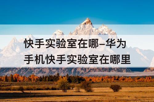 快手实验室在哪-华为手机快手实验室在哪里