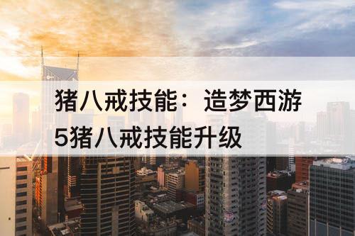 猪八戒技能：造梦西游5猪八戒技能升级