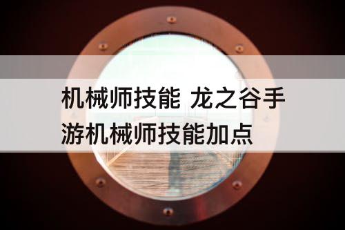 机械师技能 龙之谷手游机械师技能加点