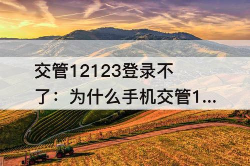 交管12123登录不了：为什么手机交管12123登录不了