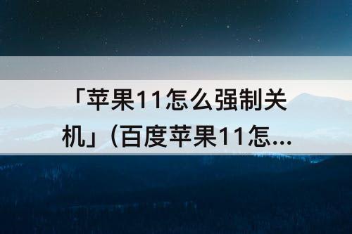 「苹果11怎么强制关机」(百度苹果11怎么强制关机)