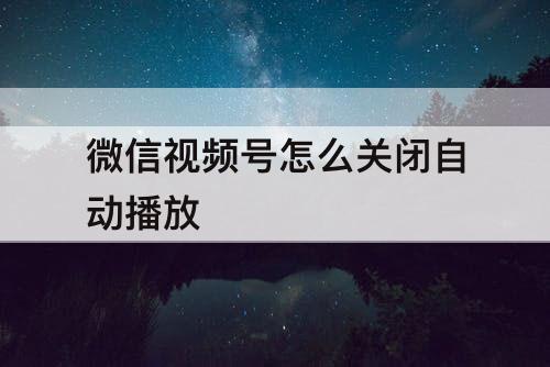 微信视频号怎么关闭自动播放