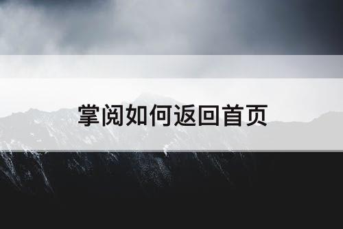 掌阅如何返回首页