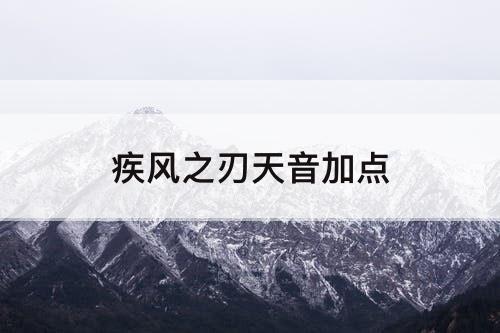疾风之刃天音加点