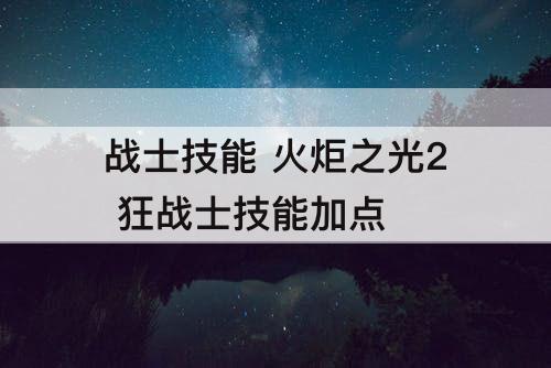 战士技能 火炬之光2 狂战士技能加点