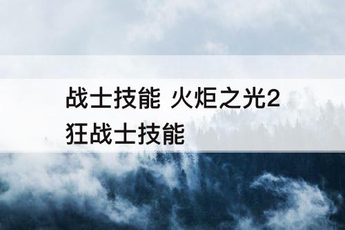 战士技能 火炬之光2狂战士技能