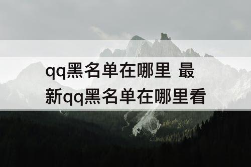 qq黑名单在哪里 最新qq黑名单在哪里看