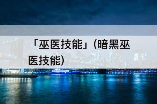 「巫医技能」(暗黑巫医技能)