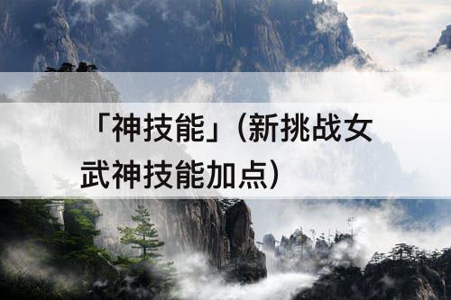 「神技能」(新挑战女武神技能加点)