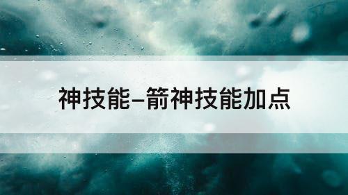 神技能-箭神技能加点