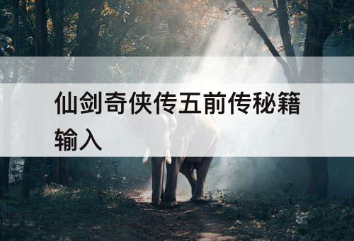 仙剑奇侠传五前传秘籍输入