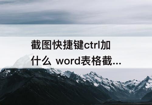 截图快捷键ctrl加什么 word表格截图快捷键ctrl加什么