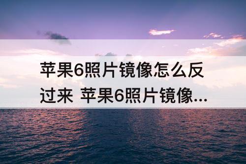 苹果6照片镜像怎么反过来 苹果6照片镜像怎么反过来下载软件