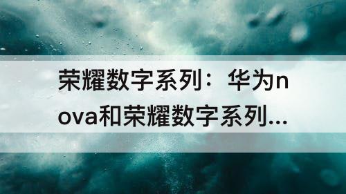 荣耀数字系列：华为nova和荣耀数字系列哪个好